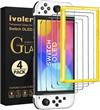Ivoler - Protector de pantalla de vidrio templado para Nintendo Switch OLED Modelo 2021 - Pack de 4