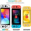 Ivoler - Protector de pantalla de vidrio templado para Nintendo Switch OLED Modelo 2021 - Pack de 4